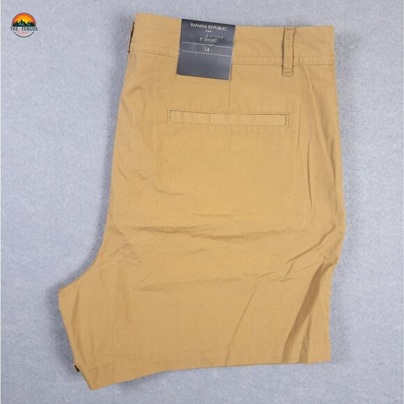 NWT Banana Republic Chino Shorts Brown 5" Flat Front Pockets Women's Size 14 - Picture 3 of 10